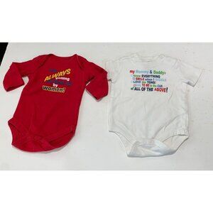 Lot of 2 bodysuit Boys Infant baby Size 0 3 months Faded Glory Long Sleeve Im al